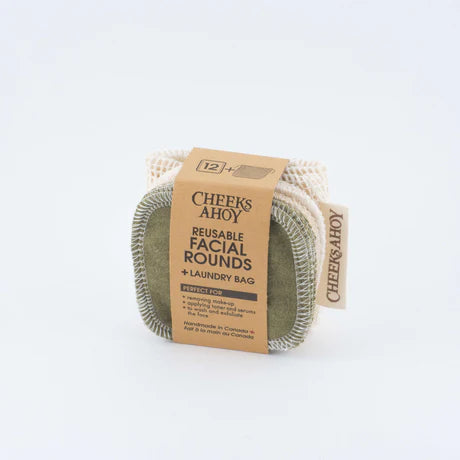 Reusable Facial Rounds 12 Pack - Warm Neutral Olive