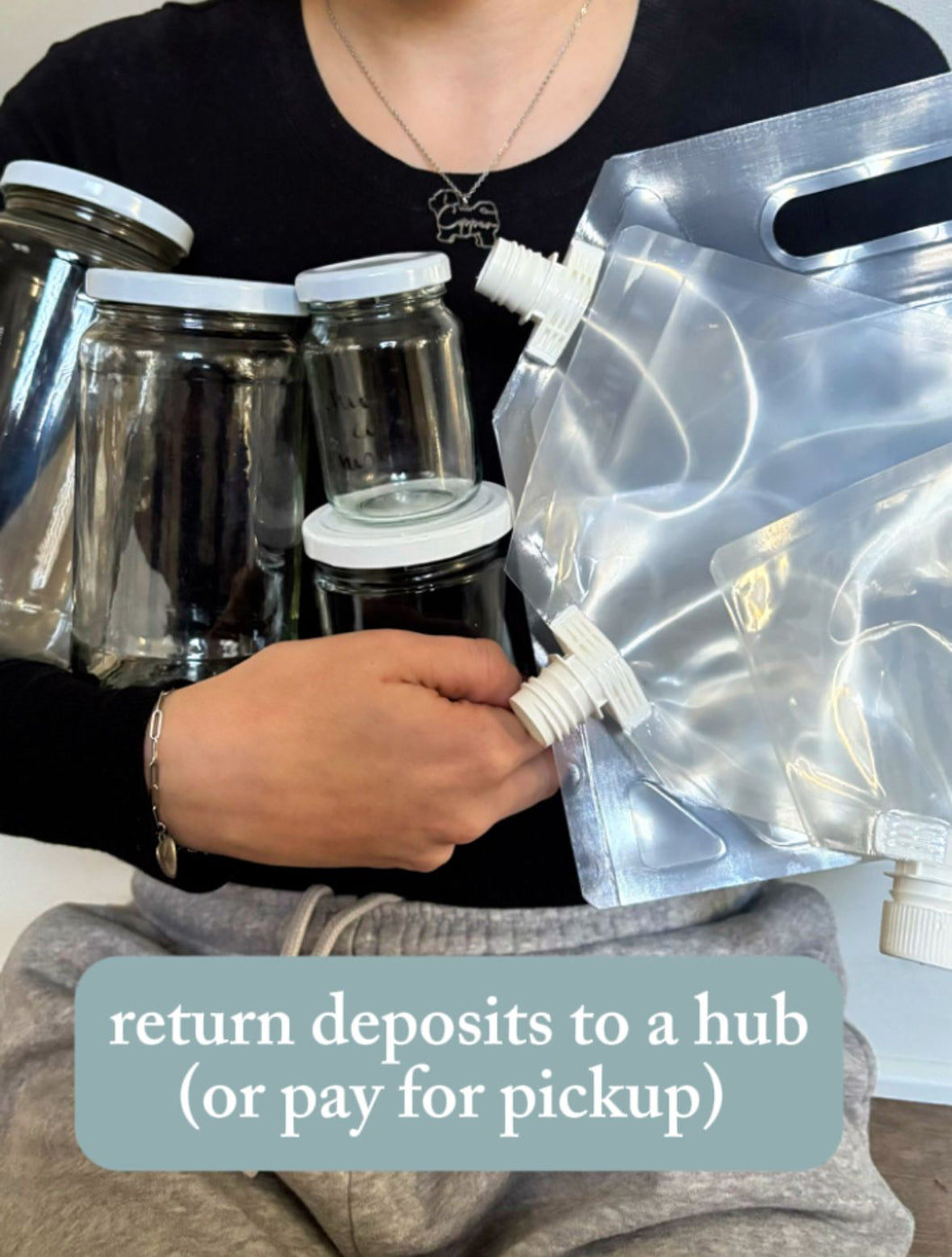 current bare market returnable deposit pouches and glass jars