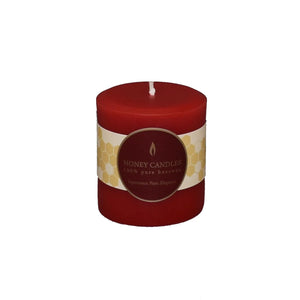 Round Red Beeswax Pillar Candle - 3 inch