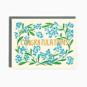 Congratulations Blue Flowers Greeting Card