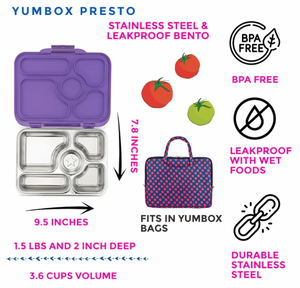 Yumbox Stainless Steel Bento Lunchbox - Lavender